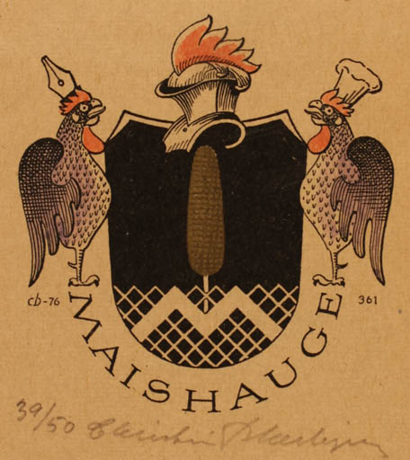 Exlibris by Christian Blæsbjerg from Denmark for Hanne & Knud Maishauge - Heraldry 