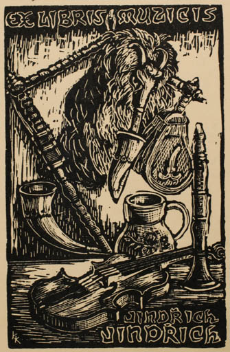 Exlibris by Karel Kunes from Czech Republic for Jindrich Jindrich - Interior Music 