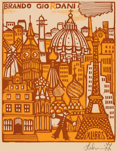 Exlibris by Maria Elisa Leboroni from Italy for Brando Giordani - City 