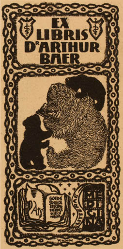 Exlibris by Karl Kuhn from Unknown for Dr. Arthur Baer - Fauna 